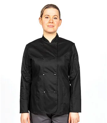 Dennys Dennys Ladies Long Sleeve Premium Chef's Jacket in Black