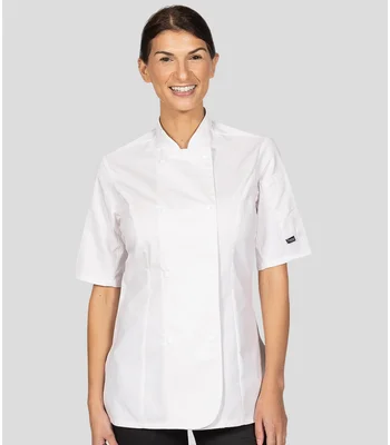 Dennys Dennys Ladies Short Sleeve Premium Chef's Jacket in Black