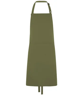 Dennys Dennys Polyester Bib Apron with Pocket in Olive Green