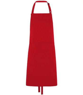 Dennys Dennys Polyester Bib Apron with Pocket in Red