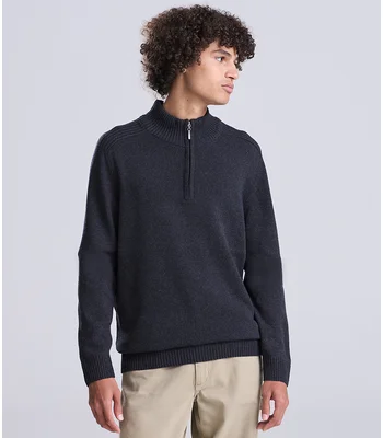 Ecologie Ecologie Unisex Wakhan Zip Neck Sustainable Sweater in Charcoal