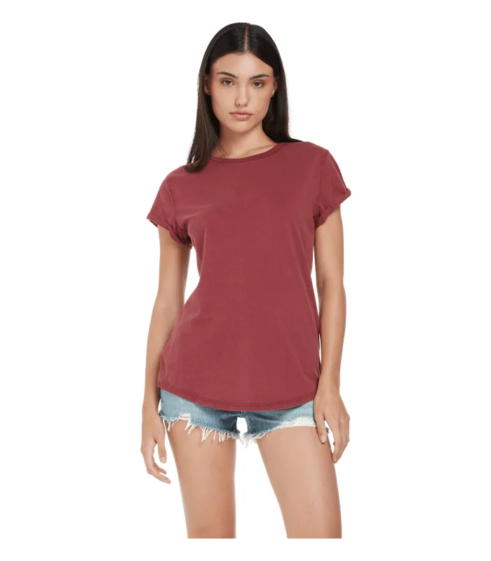 Earth Positive® Earth Positive Women's Rolled Sleeve T-shirt in Stone Washed Black