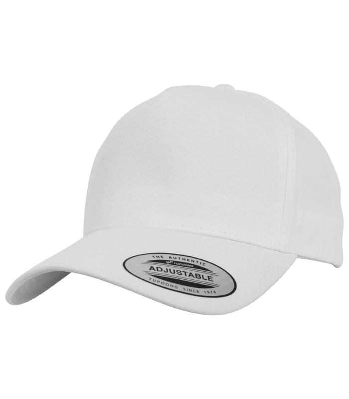 Flexfit Flexfit 5 Panel Curved Classic Snapback Cap in WHI