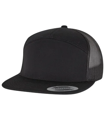 Flexfit Flexfit 7 Panel Trucker Cap in Black