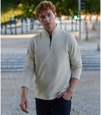 Front Row Front Row Premium Piqué 1/4 Zip Top in Natural