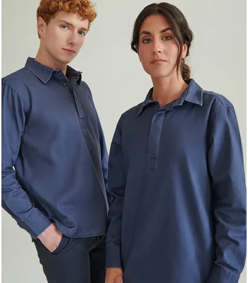 Front Row Front Row Pullover Drill Shirt in Washed Navy