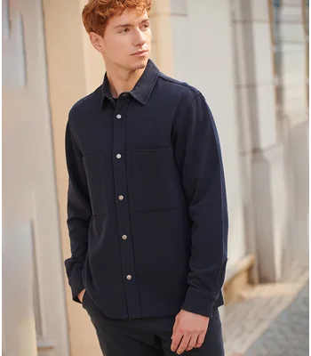 Front Row Front Row Premium Piqué Overshirt in Black