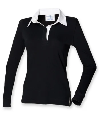 Front Row Front Row Ladies Classic Rugby Shirt in Black/White