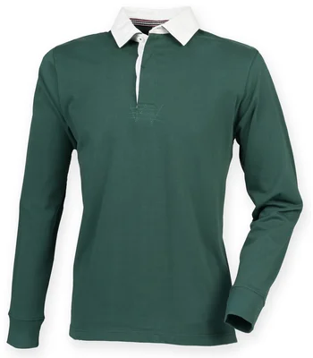 Front Row Front Row Premium Superfit Rugby Shirt in Bottle Green