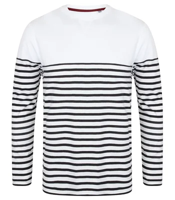 Front Row Front Row Unisex Long Sleeve Breton Striped T-Shirt in Navy/White