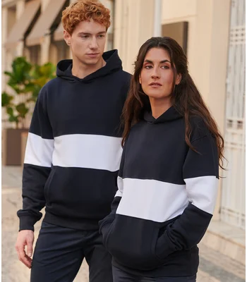 Front Row Front Row Heavyweight Panelled Hoodie in Navy/White