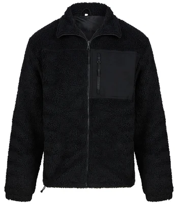 Front Row Front Row Recycled Sherpa Fleece Jacket in Black