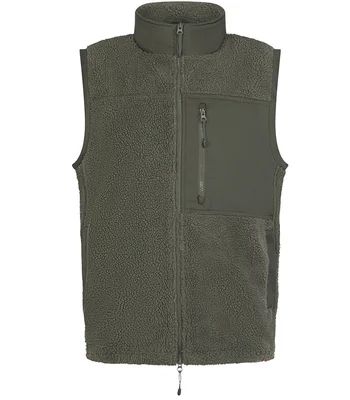 Front Row Front Row Recycled Sherpa Gilet in Dark Olive
