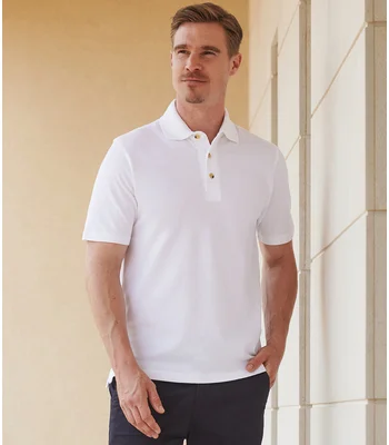 Henbury Henbury Classic Heavy Cotton Piqué Polo Shirt in WHI