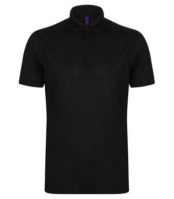 Henbury Henbury Slim Fit Stretch Microfine Piqué Polo Shirt in BLK