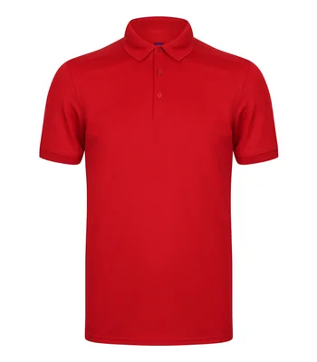 Henbury Henbury Slim Fit Stretch Microfine Piqué Polo Shirt in RED