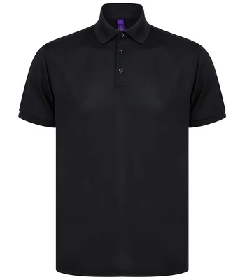 Henbury Henbury Recycled Polyester Piqué Polo Shirt in BLK