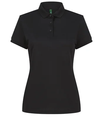 Henbury Henbury Ladies Recycled Polyester Polo Shirt in BLK