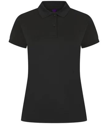 Henbury Henbury Ladies Coolplus® Wicking Piqué Polo Shirt in BLK