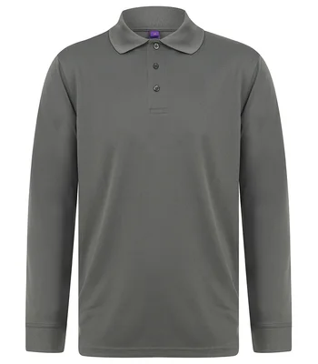 Henbury Henbury Unisex Long Sleeve Coolplus® Piqué Polo Shirt in CHA