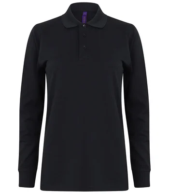 Henbury Henbury Unisex Long Sleeve Coolplus® Piqué Polo Shirt in NAV