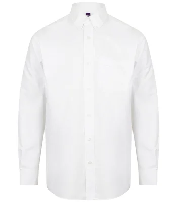 Henbury Henbury Long Sleeve Classic Oxford Shirt in WHI