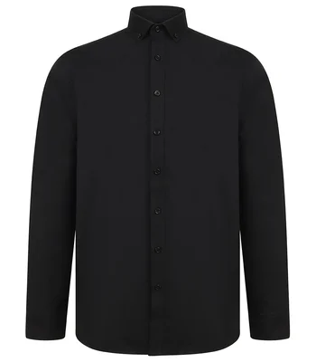 Henbury Henbury Modern Long Sleeve Regular Fit Oxford Shirt in BLK