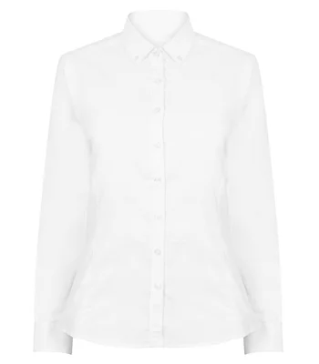 Henbury Henbury Ladies Modern Long Sleeve Regular Fit Oxford Shirt in WHI