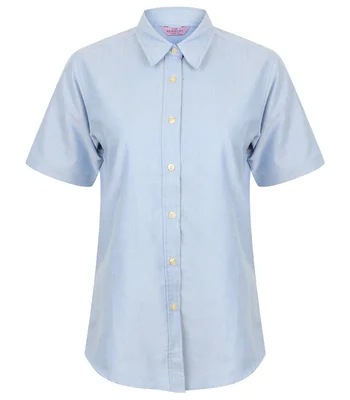 Henbury Henbury Ladies Short Sleeve Classic Oxford Shirt in BLU