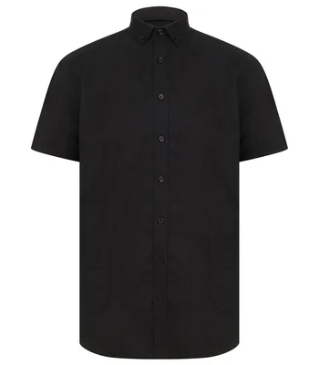 Henbury Henbury Modern Short Sleeve Regular Fit Oxford Shirt in BLK