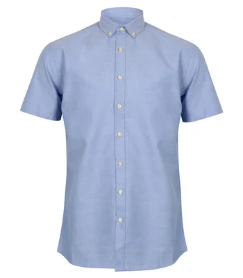 Henbury Henbury Modern Short Sleeve Regular Fit Oxford Shirt in BLU