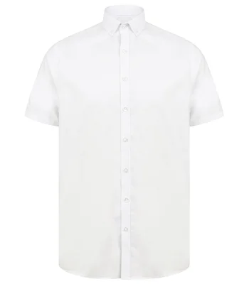 Henbury Henbury Modern Short Sleeve Slim Fit Oxford Shirt in WHI