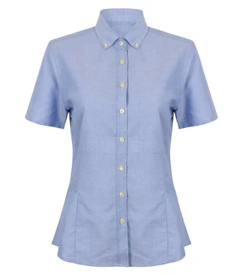 Henbury Henbury Ladies Modern Short Sleeve Regular Fit Oxford Shirt in BLU