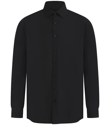 Henbury Henbury Long Sleeved Cotton Feel Coolplus® Shirt in BLK