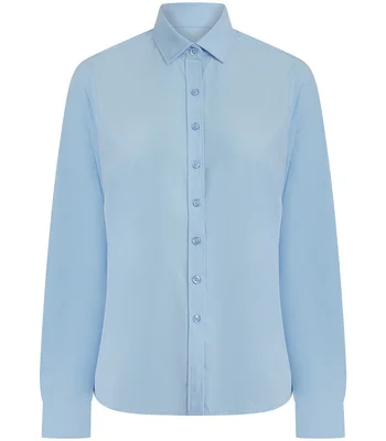 Henbury Henbury Ladies Long Sleeved Cotton Feel Coolplus® Shirt in LBL