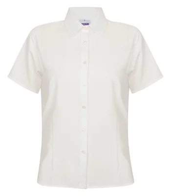 Henbury Henbury Ladies Short Sleeve Wicking Shirt in WHI