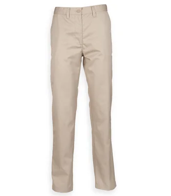 Henbury Henbury Ladies 65/35 Flat Fronted Chino Trousers in STO