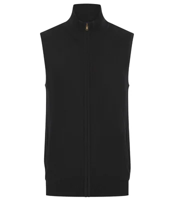 Henbury Henbury Sleeveless Zip Through Jumper in BLK
