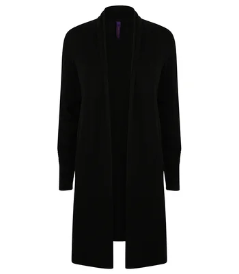 Henbury Henbury Ladies Longline Open Cardigan in BLK