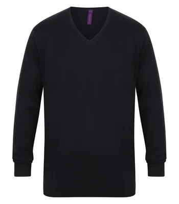 Henbury Henbury Lightweight Cotton Acrylic V Neck Sweater in NAV