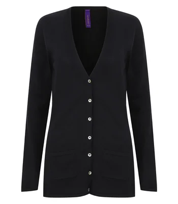 Henbury Henbury Ladies Cotton Acrylic V Neck Cardigan in NAV