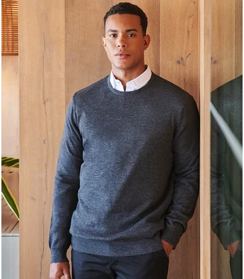 Henbury Henbury Lightweight Cotton Acrylic Crew Neck Sweater in GYM