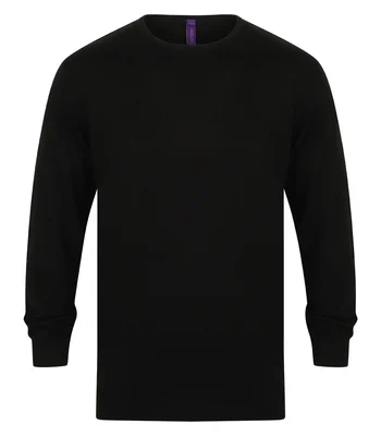 Henbury Henbury Lightweight Cotton Acrylic Crew Neck Sweater in BLK