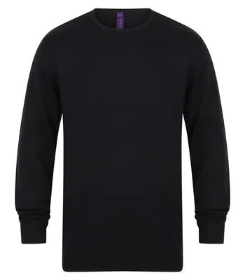 Henbury Henbury Lightweight Cotton Acrylic Crew Neck Sweater in NAV