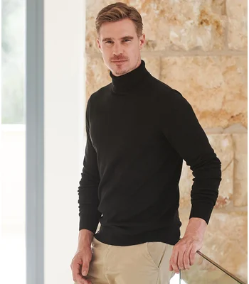 Henbury Henbury Roll Neck Sweater in BLK