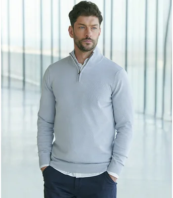 Henbury Henbury Zip Neck Sweater in NAV