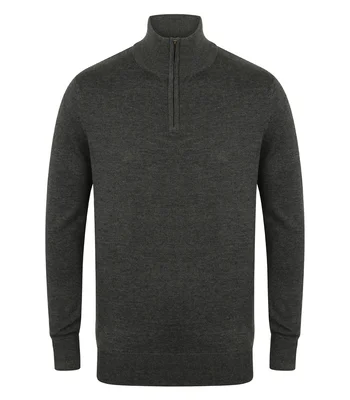 Henbury Henbury Zip Neck Sweater in GYM