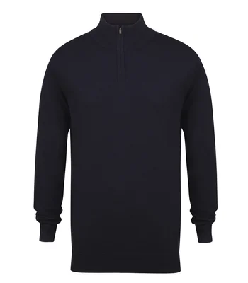 Henbury Henbury Zip Neck Sweater in NAV