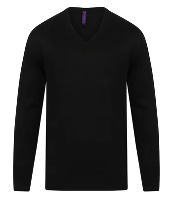 Henbury Henbury Acrylic V Neck Sweater in NAV