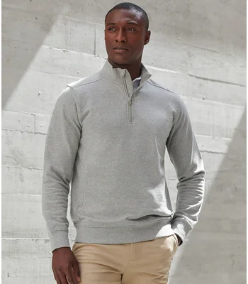 Henbury Henbury Unisex Sustainable 1/4 Zip Sweatshirt in BLK
